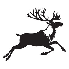 Smooth-curve caribou silhouette vector created for fluid brand visuals – caribou silhouette – caribou vector – caribou illustration – silhouette of caribou

