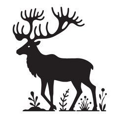 Lightweight caribou silhouette vector engineered for fast-loading media – caribou silhouette – caribou vector – caribou illustration – silhouette of caribou

