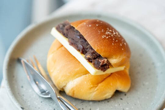 Red Bean Shio Pan With Butter Close Up