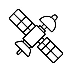 Satellite outline vector drawing for space exploration and communication technology design element