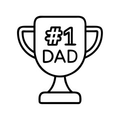 Trophy dad fathers day number one best dad award champion winner celebration gift present line art
