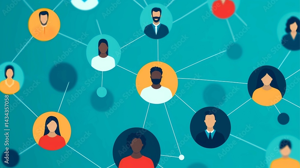 Poster a diverse network of connected individuals representing communication and collaboration. the people 