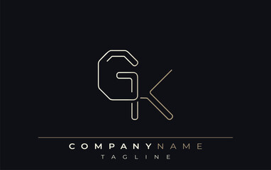 GK Abstract Line Style Logo. Minimalist Design Featuring the Letters G and K Abstract Line Style