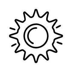 Sun vector icon illustration, summer sunshine, weather forecast, solar energy, outline drawing