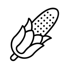 Corn on the cob vector illustration: outline drawing of fresh sweetcorn for design and coloring