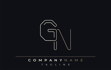 GN Abstract Line Style Logo. Minimalist Design Featuring the Letters G and N Abstract Line Style