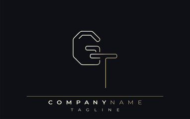 GT Abstract Line Style Logo. Minimalist Design Featuring the Letters G and T Abstract Line Style