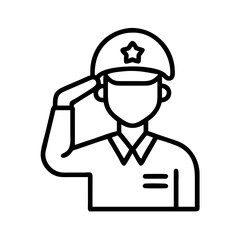 Illustration of military soldier saluting vector graphic army officer line art design uniform icon