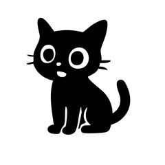 Cute cat sitting looking back silhouette