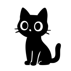 Cute cat sitting with straight back silhouette