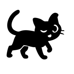 Cute cat walking slowly silhouette