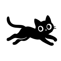 Cute cat lying down stretching silhouette