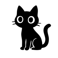 Cute cat sitting looking forward silhouette