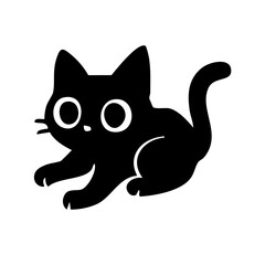 Cute cat laying belly silhouette