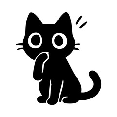 Cute cat standing with tail up alert silhouette