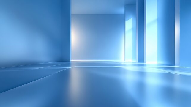 Modern Blue Empty Studio Interior