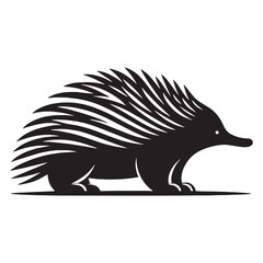Fine-outline echidna silhouette vector designed for crisp design systems – echidna silhouette – echidna vector – echidna illustration – silhouette of echidna

