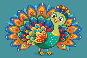 Fototapeta premium Peacock illustration coloring page for kids.