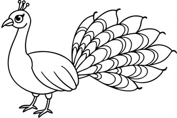 Peacock illustration coloring page for kids.