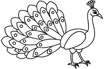 Peacock illustration coloring page for kids.