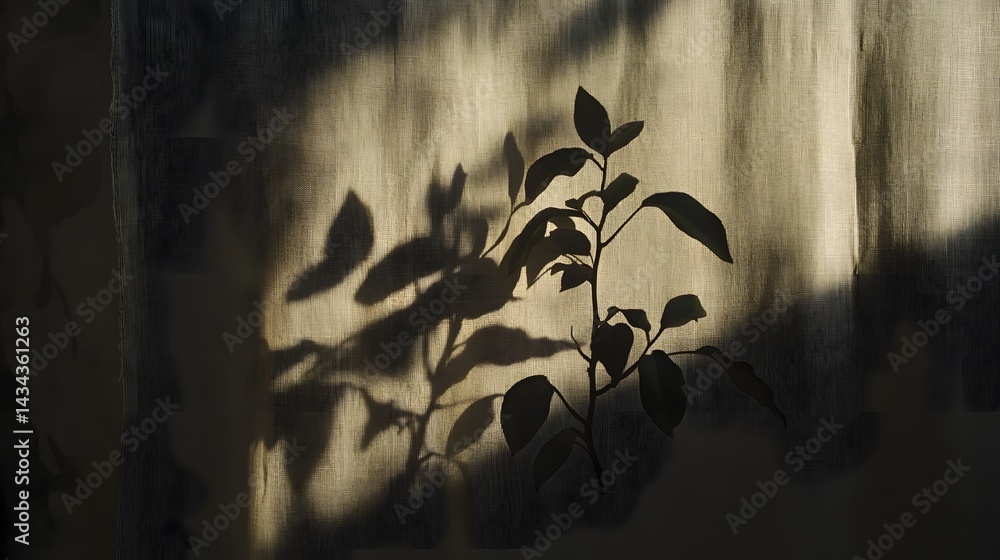 Poster delicate leaf silhouettes cast intricate patterns of light and shadow creating a serene meditative a