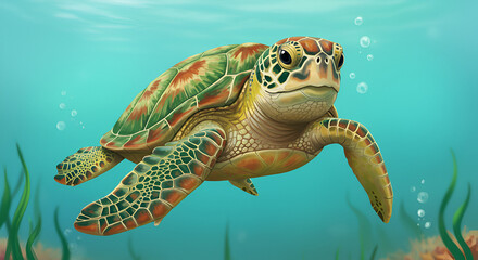 Fototapeta premium Serene Underwater Explorer