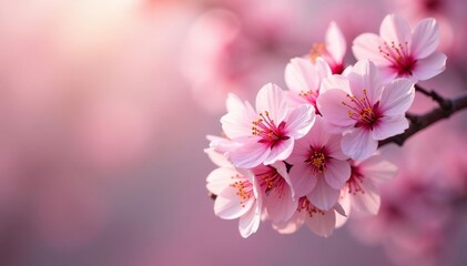 Fototapeta premium Delicate pink sakura blossoms, soft petals, gentle branches , branch, elegant