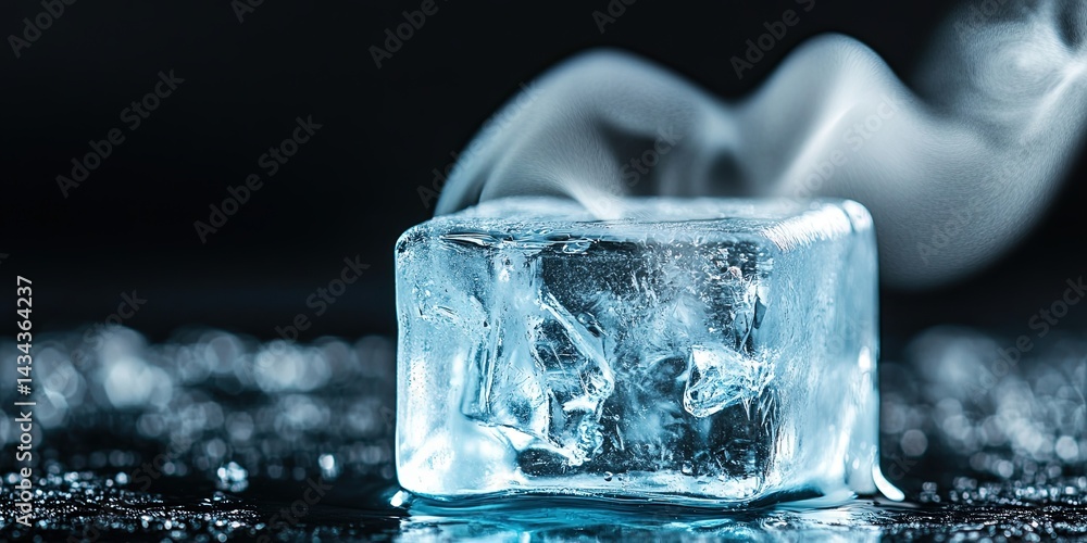Aufkleber ice cube melting and releasing vapor, creating a smooth flow between states.