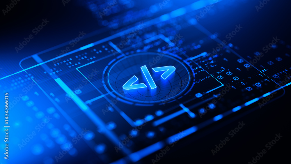 Aufkleber software development code - futuristic digital technology