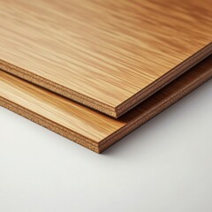 Quality wooden sheets stacked neatly on a plain background showcasing their smooth texture and natural finish