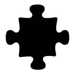 Black jigsaw puzzle piece representing connection,problem solving, and the challenges of integration on a transparent background