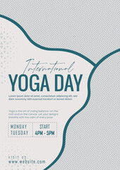 International Yoga Day Flyer poster, yoga on the background minimal digital flyer illustration with soft mindful color combination with free spaces