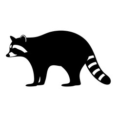 Stylized Black and Raccoon SilhouetteWith Striped Tail Against a on a transparent background