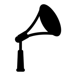 Silhouette of vintage megaphone on stand for public address,communication or announcement on a transparent background