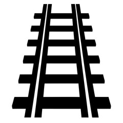 Black and Railroad Tracks Perspective SymbolizingTransportation and the Journey Ahead with Bold Design on a transparent background