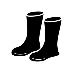 Pair of Black Rubber Boots with Trim,perfect for gardening or a rainy day on a transparent background