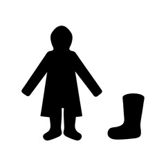 Rainy Day Outfit Silhouette with Boot,Illustration of Protective Wear, Icon of Waterproof Clothing on a transparent background