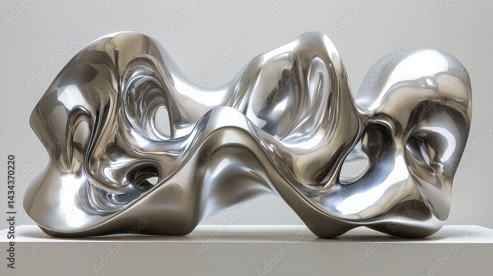 Poster abstract composition of shadows and reflections on polished metallic surface in urban setting showca