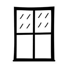 Monochromatic window pane sketch showcasing glass reflection andminimalistic design for architectural drawing or design project on a transparent background