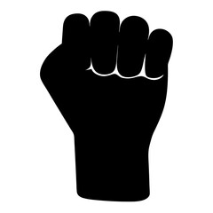 Black fist raised high,a symbol of resistance, solidarity, and empowerment in the face of adversity on a transparent background