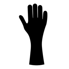 Silhouette of an extended hand with fingers spread,symbolizing assistance and human gesture on a transparent background