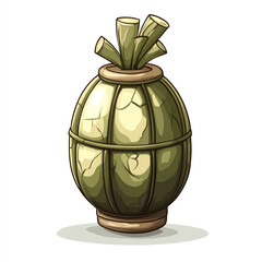 A detailed illustration of a unique ornamental plant pot, featuring a cylindrical shape and artistic bamboo design.