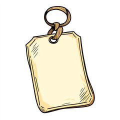 A vintage blank tag with a rope loop for labeling, ideal for creative projects, crafts, and merchandise labeling.
