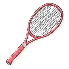 A vibrant red tennis racket ideal for showcasing sports equipment, promoting athletic activities, and inspiring fitness enthusiasts.