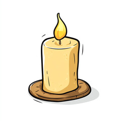 A beautifully illustrated candle with a flickering flame, perfect for creating a warm and cozy atmosphere in any setting.