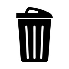 Black and Trash Can SilhouetteIcon for Waste Management and Recycling Services on a transparent background