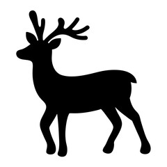 A Silhouette of a Majestic Deer with Antlers,Perfect for Winter or Christmas Decorations on a transparent background