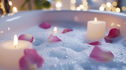 Romantic Candles Rose Petals Spa Wellness
