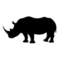 Silhouette of a Rhino A Powerful andMajestic Creature in Dark and Striking Form on a transparent background