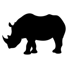 Silhouette of a Rhinoceros Standing,a Majestic Creature from the Wild Animal Kingdom on a transparent background